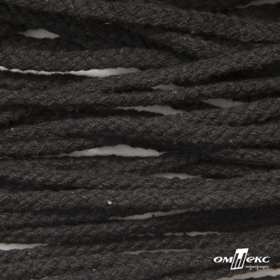Шнур плетеный d-6 мм круглый, 70% хлопок 30% полиэстер, уп.90+/-1 м, цв.1078-черный - купить в Азове. Цена: 588 руб.
