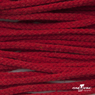 Шнур плетеный d-6 мм, круглый 70% хлопок 30% полиэстер, уп.90+/-1 м, цв.1064-красный - купить в Азове. Цена: 588 руб.
