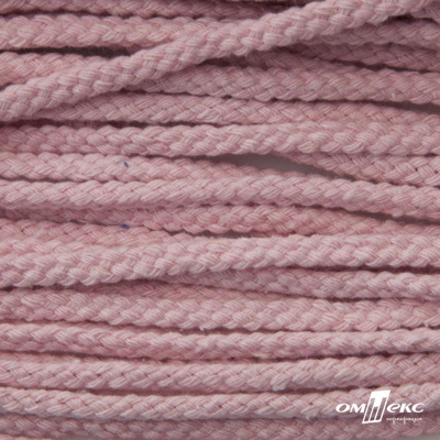 Шнур плетеный d-6 мм круглый, 70% хлопок 30% полиэстер, уп.90+/-1 м, цв.1087-розовый - купить в Азове. Цена: 594 руб.
