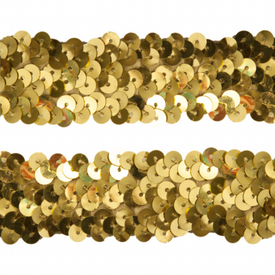 Тесьма с пайетками D16, шир. 30 мм/уп. 25+/-1 м, цвет золото - купить в Азове. Цена: 1 098.48 руб.