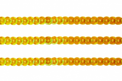 Пайетки "ОмТекс" на нитях, CREAM, 6 мм С / упак.73+/-1м, цв. 92 - золото - купить в Азове. Цена: 484.77 руб.