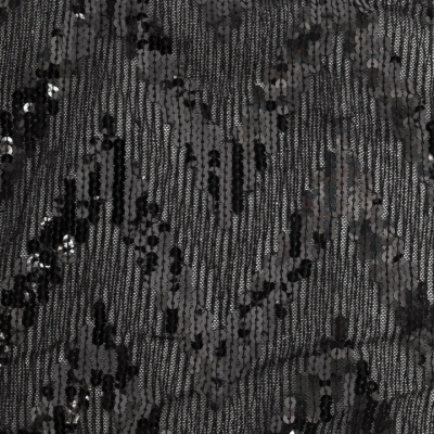 Трикотажное полотно с пайетками, шир.130 см, #311-бахрома чёрная - купить в Азове. Цена 1 183.35 руб.