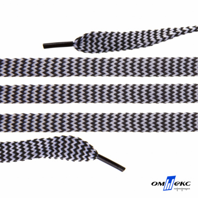 Шнурки #107-07, плоские 130 см, двухцветные цв.серый/чёрный - купить в Азове. Цена: 23.03 руб.