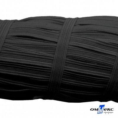 Резиновые нити с текстильным покрытием, шир. 6 мм (55 м/уп), цв.-черный - купить в Азове. Цена: 210.75 руб.