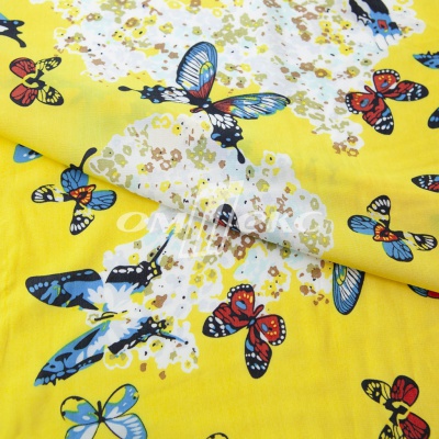 Плательная ткань "Софи" 7.2, 75 гр/м2, шир.150 см, принт бабочки - купить в Азове. Цена 243.96 руб.