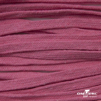 Шнур плетеный d-8 мм плоский, 70% хлопок 30% полиэстер, уп.85+/-1 м, цв.1029-розовый - купить в Азове. Цена: 735 руб.