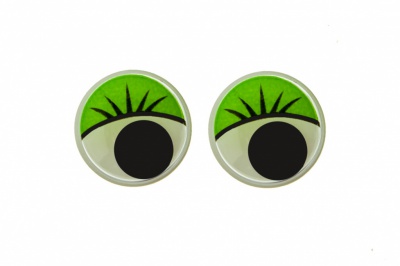 Глазки для игрушек, круглые, с бегающими зрачками, 15 мм/упак.50+/-2 шт, цв. -зеленый - купить в Азове. Цена: 113.01 руб.
