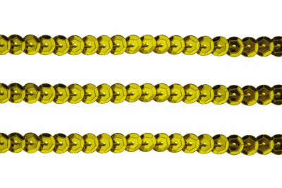 Пайетки "ОмТекс" на нитях, SILVER-BASE, 6 мм С / упак.73+/-1м, цв. 7 - св.золото - купить в Азове. Цена: 468.37 руб.