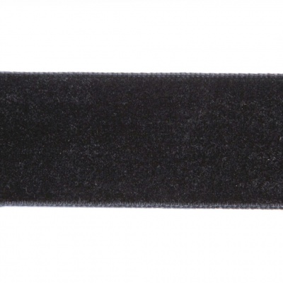 Лента бархатная нейлон, шир.25 мм, (упак. 45,7м), цв.03-черный - купить в Азове. Цена: 800.84 руб.