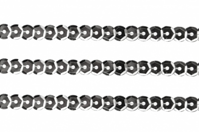 Пайетки "ОмТекс" на нитях, SILVER-BASE, 6 мм С / упак.73+/-1м, цв. 1 - серебро - купить в Азове. Цена: 468.37 руб.