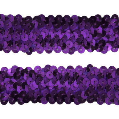 Тесьма с пайетками 12, шир. 30 мм/уп. 25+/-1 м, цвет фиолет - купить в Азове. Цена: 1 098.48 руб.