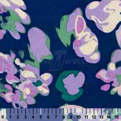Штапель принт (100% вискоза) D4,C3, 110 гр/м2, шир.140см, принт цветы/василёк - купить в Азове. Цена 343 руб.