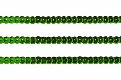 Пайетки "ОмТекс" на нитях, SILVER-BASE, 6 мм С / упак.73+/-1м, цв. 4 - зеленый - купить в Азове. Цена: 484.77 руб.